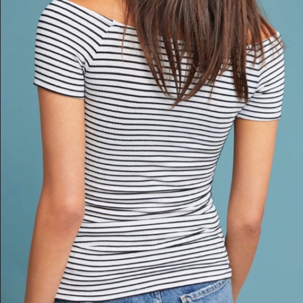 NWT Off the Shoulder Striped Shirt - Picture 3 of 3